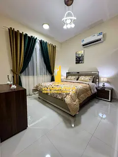 Luxury apartment, second occupancy. One bedroom, living room, and open balcony. Ajman, Al Rawda. Ful