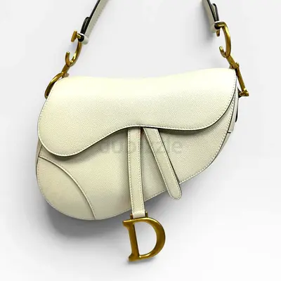 AUTHENTIC CHRISTIAN DIOR SADDLE BAG IN LATTE WITH GOLD HARDWARE