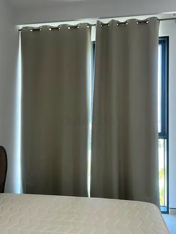Grey blackout eyelet curtains - pair, good condition