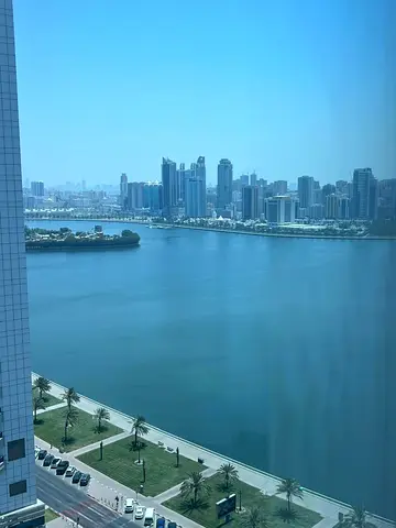 3-bedroom apartment with a living room available for annual rent in Al Majaz 3, featuring a view of