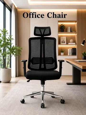 Ergonomic Black Mesh Office Chair – Adjustable Headrest Chair For Office Work