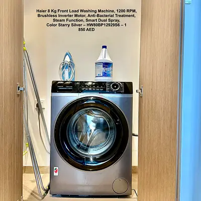 Haier 8kg Front Load Washing Machine - 1200 RPM, Inverter Motor