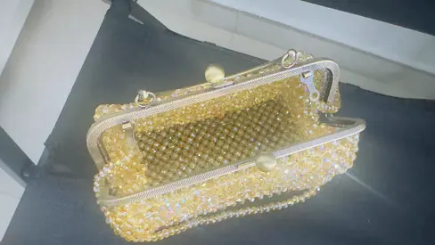 Fully hand made crystal  Beaded Clutch Bag