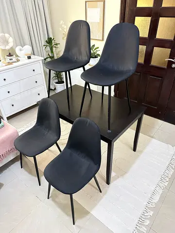 Dark Wooden Dining Table - Rectangular, Seats 4 chairs, scratches here and there but still good
