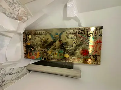 Framed US Dollar Art Panel – Decorative Collectible - Van Apple’s “Money Never Sleeps”