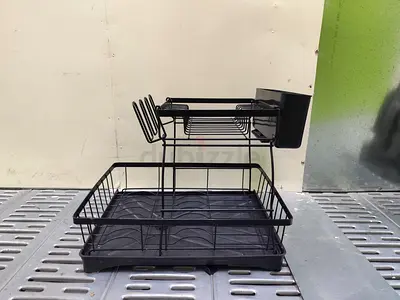 2-Tier Dish Drying Rack | Kitchen Dish Drainer with Cutlery Holder | Black | Like New