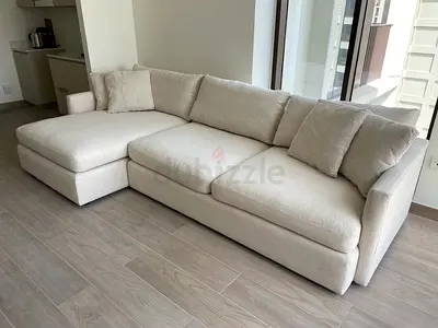 Cratebarrel L Shape Sofa Beige