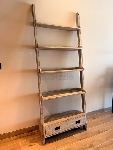 Rustic Wooden Ladder Shelf With Bottom Drawer