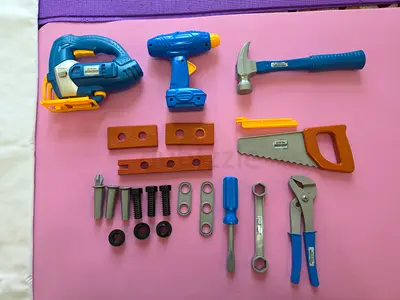Kids Tool Set Play Toys - Drill, Saw, Hammer and Accessories