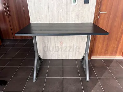 Compact Black/Grey Office/Study Desk with Metal Legs IKEA - Excellent Condition