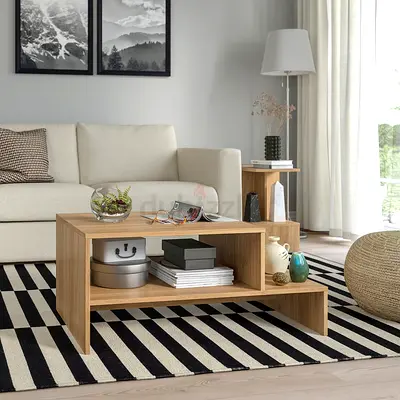 Modern wooden coffee table with storage - light oak finish