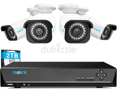 REOLINK 4K Security Camera System, 4pcs H.265 Wired 8CH NVR with 2TB HDD Smart Person Vehicl