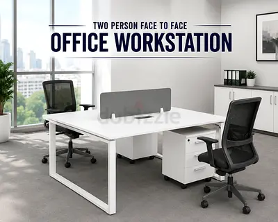 Modern White Office Workstation - Face-to-Face Office Workstation Desk