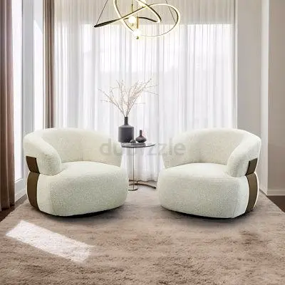 Modern Boucle Swivel Armchair