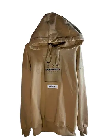 Beige Burberry Logo Hoodie – Unisex  (Good Condition)