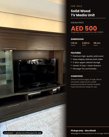 Solid Wood TV Media Unit / Wall Unit