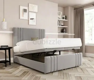 Brand New Double Size Bed Frame With Medical Mattress and With Hydraulic Storage. Stylish Fabric Bed