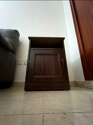 Solid wood bedside table / nightstand in dark brown