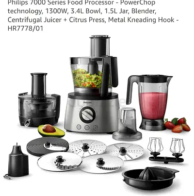 Philips 7000 Series Food Processor with Blender and Accessories - Excellent Condition