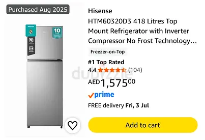 Hisense 418L Top Mount Refrigerator - Inverter No Frost (Silver)