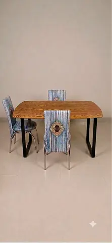 Wood-Top dinning table with 3 chairs