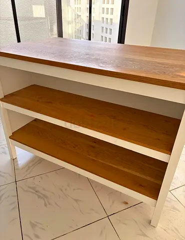 Brand ikea Solid Wood Kitchen Island / Prep Table with Open Shelves