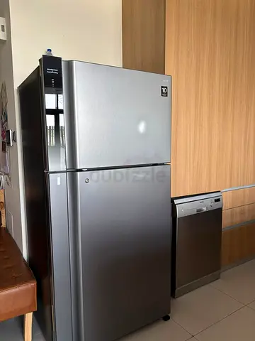 Silver Double-Door Refrigerator (Top Freezer) - Good Condition free delivery
