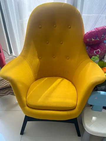 Mustard Yellow Accent Armchair with Cushioned Seat