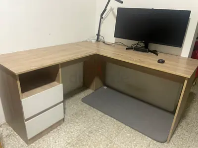 L-shaped Wooden Study/ Computer Desk Table with Drawers - Negotiable