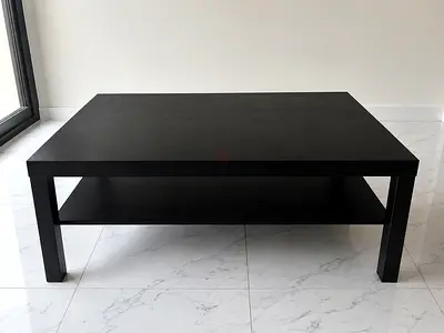 Large Black Wooden Coffee Table with Lower Shelf - Some scratches but Good Condition