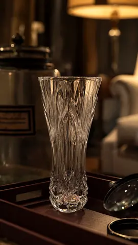 Clear Original Crystal Cut Glass Decorative Vase - H: 17 CM