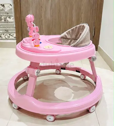 Pink Baby Walker with Toy Tray and Padded Seat - Good Condition