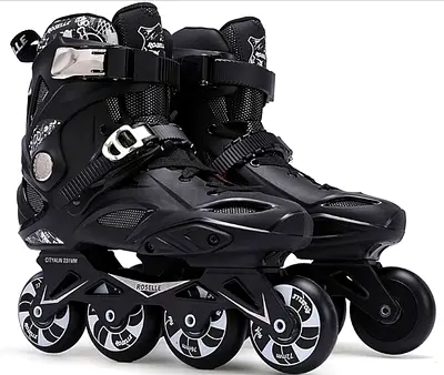 Adjustable Black Inline Roller Skates - Good Condition, Size Adjustable
