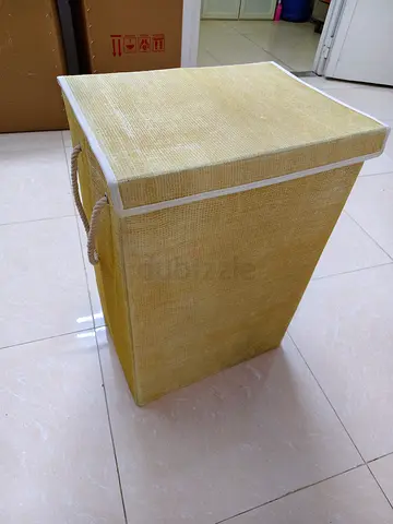 Foldable fabric laundry hamper / storage box with lid and handles