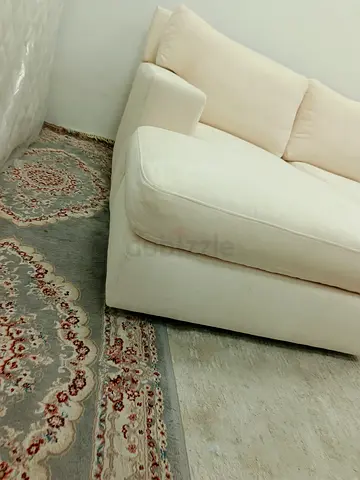Expensive quality Crate and Barrel beige color lshape sofa