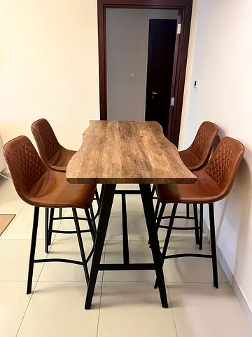 Industrial Bar Height Dining Table with 4 Matching Bar Stools