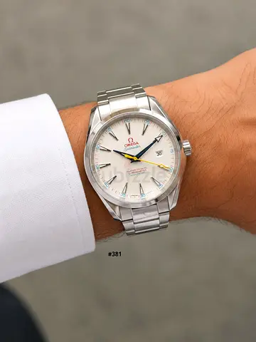 Omega Seamaster Aqua Terra stainless steel mens watch - white dial