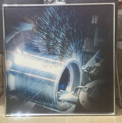 Industrial Metal Turning CNC Machine Photo Print in Frame 80x80 cm