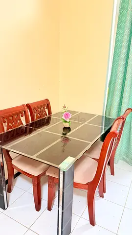 Modern Glass Top Dining Set with Four Chairs