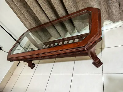 Classic Wooden Coffee Table with Glass Top