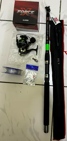 Fishing Sets telescopic Professional9 4.5 m Carbon rod,AL 6000 Korean metal cup reel with line wt ho