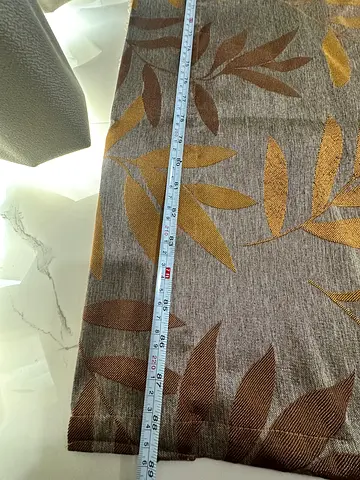 Brown and Gold Leaf Pattern Eyelet Curtains - Pair UNUSED