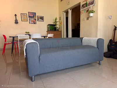 Klippan Gray Fabric Sofa in Good Condition