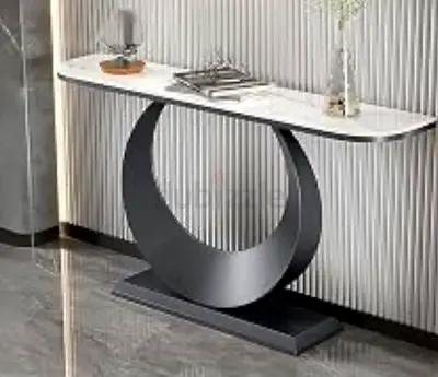 Modern Crescent Console Table with Marble Top