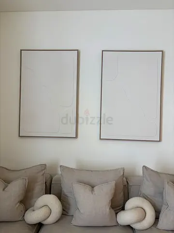 Set of 2 Abstract Wall Art – Framed Textured