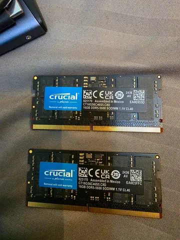 Pair of Crucial 16GB DDR5 SO-DIMM 5600MHz Laptop RAM (2x16GB)