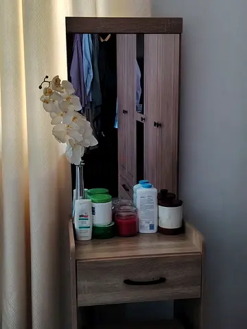 Wooden Dressing Table with Mirror and Drawer - Good Condition