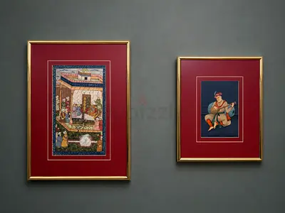 Pair of Framed Persian Miniature Paintings - Vintage Wall Art