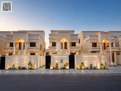 Luxury villa for sale in Al Helio 2 in a prime location on the main road, just one minute from Sheikh Mohammed Bin Zayed Road. Land and built-up area of 4,350 sq ft, featuring 6 master bedrooms, a pri