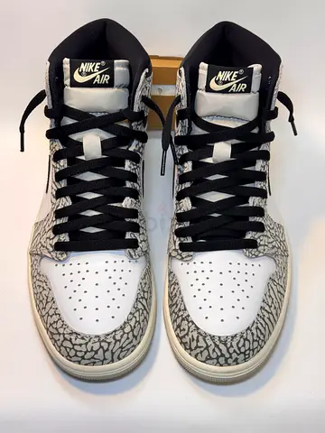 ORIGINAL AIR JORDAN 1 RETRO HIGH OG WHITE CEMENT or ELEPHANT PRINT MENS SIZE: U.S 10.5